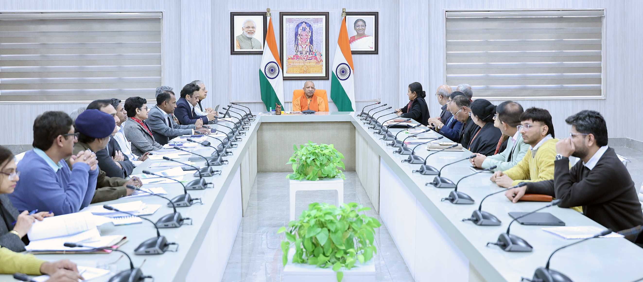 Honorable Chief Minister Yogi Adityanath ji holding a meeting on Mission Karmayogi at his official residence, 5- Kalidas Marg, Lucknow, on January 6, 2026.