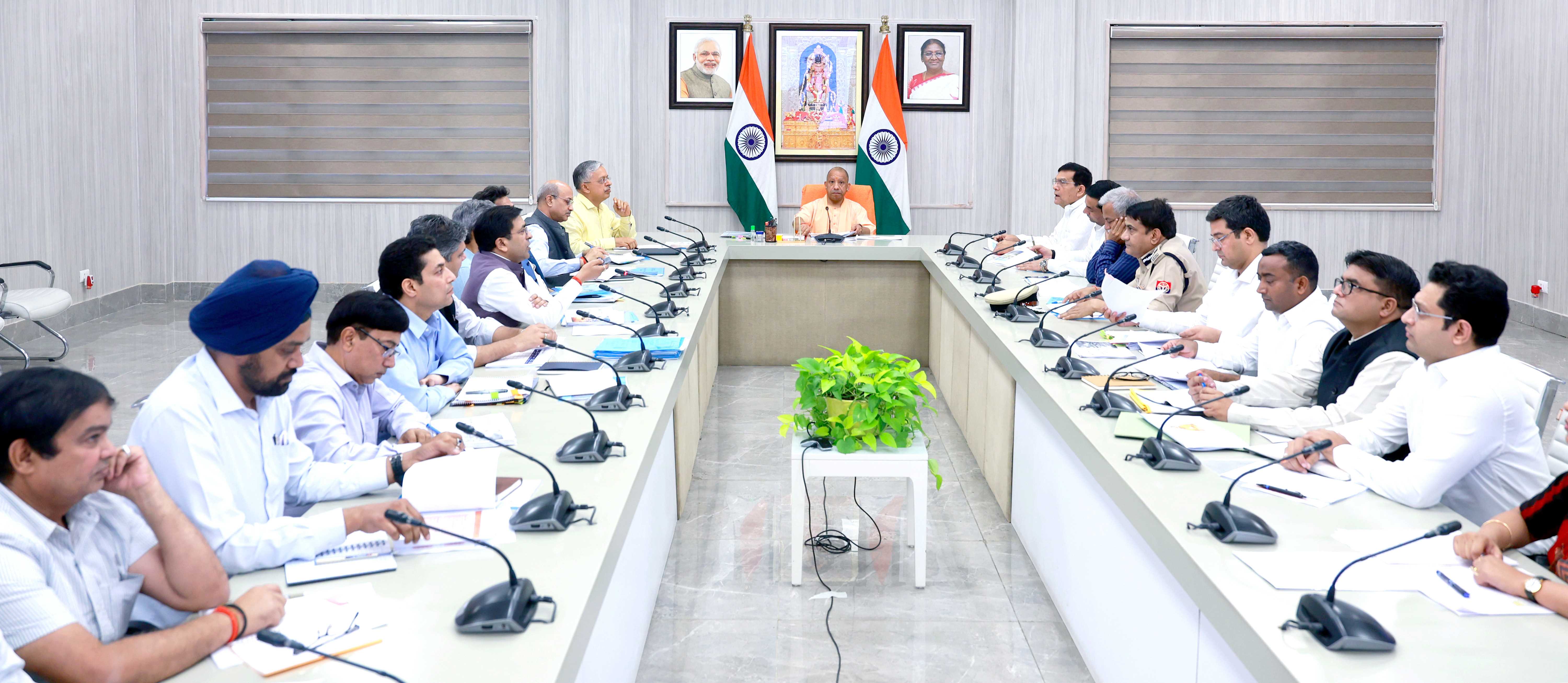 Honorable Chief Minister Yogi Adityanath holding a meeting of the Energy Department at his official residence, 5-Kalidas Marg, Lucknow, on April 9, 2026.